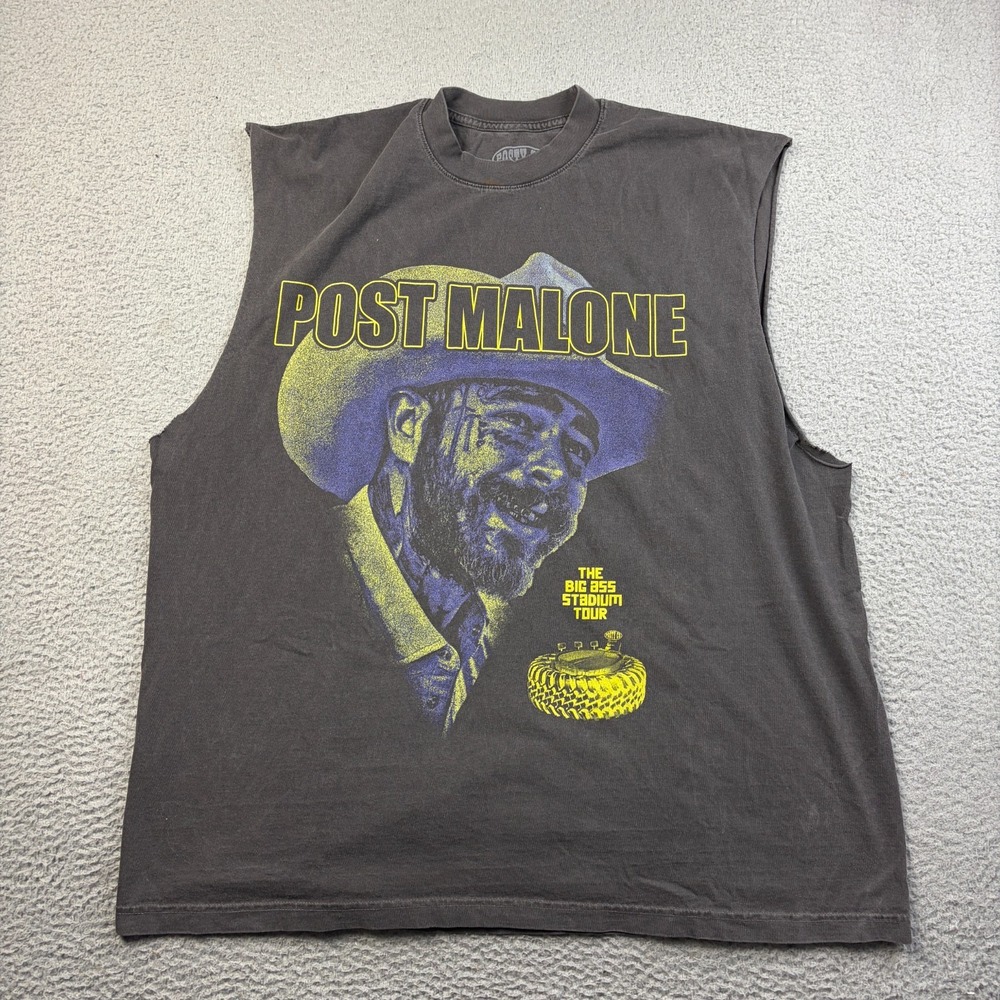 Post Malone Tank Top Mens 2XL Big Ass Stadium Tour Posty Co Graphic Black